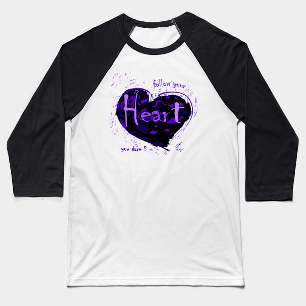 HEART FOLLOW V/W Baseball T-Shirt by ACUANDYC